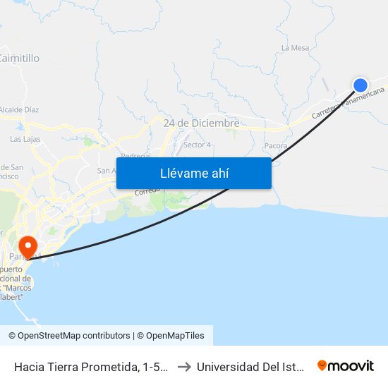 Hacia Tierra Prometida, 1-512 to Universidad Del Istmo map