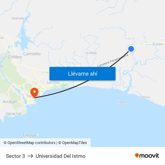 Sector 3 to Universidad Del Istmo map