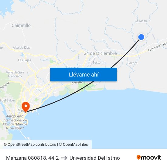 Manzana 080818, 44-2 to Universidad Del Istmo map