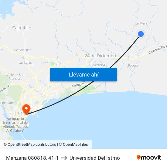 Manzana 080818, 41-1 to Universidad Del Istmo map