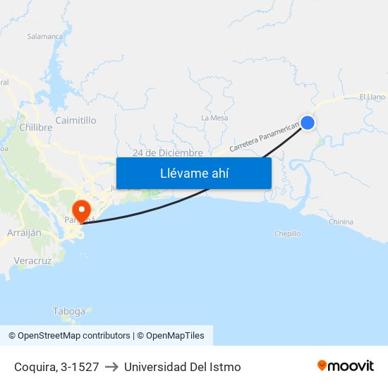 Coquira, 3-1527 to Universidad Del Istmo map