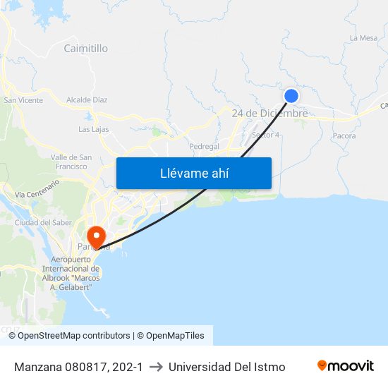 Manzana 080817, 202-1 to Universidad Del Istmo map