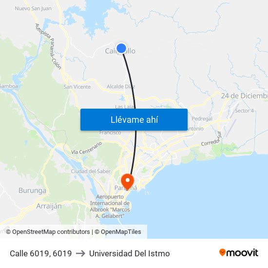 Calle 6019, 6019 to Universidad Del Istmo map