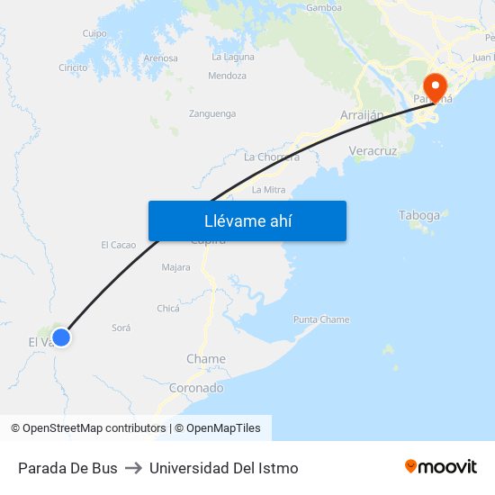 Parada De Bus to Universidad Del Istmo map