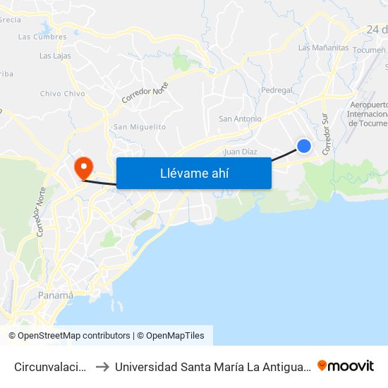Circunvalacion-R to Universidad Santa María La Antigua - Usma map