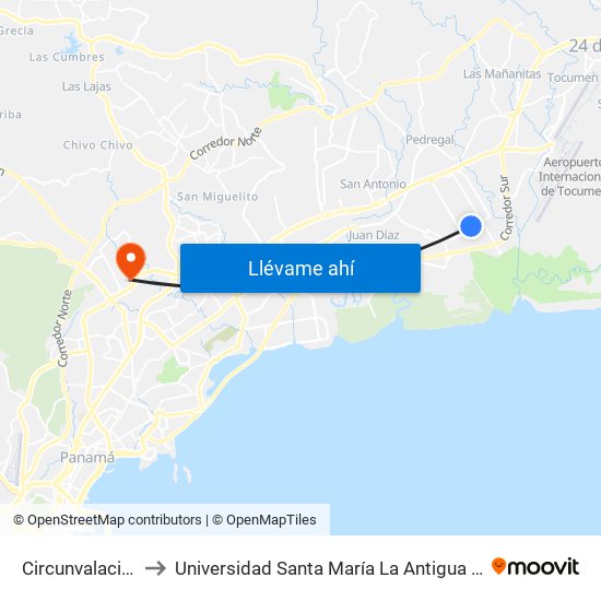 Circunvalacion-I to Universidad Santa María La Antigua - Usma map