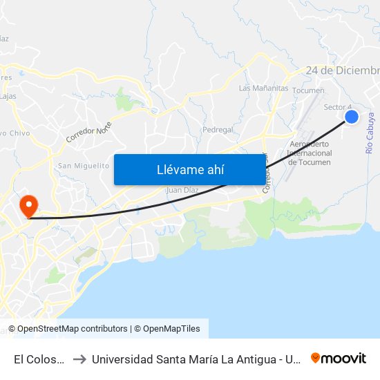 El Coloso-I to Universidad Santa María La Antigua - Usma map