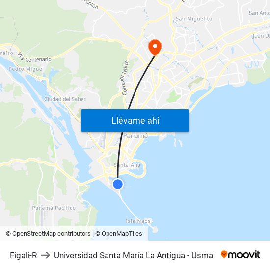 Figali-R to Universidad Santa María La Antigua - Usma map