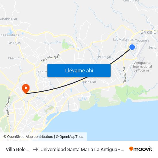 Villa Belen-R to Universidad Santa María La Antigua - Usma map