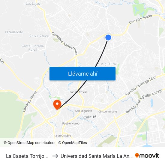 La Caseta Torrijos Carter-I to Universidad Santa María La Antigua - Usma map