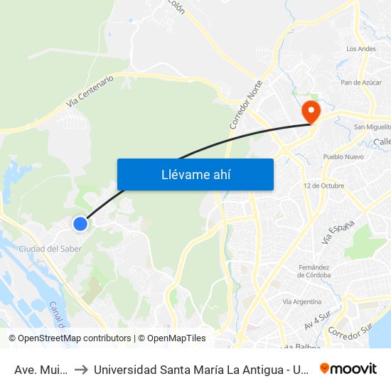 Ave. Muir-I to Universidad Santa María La Antigua - Usma map