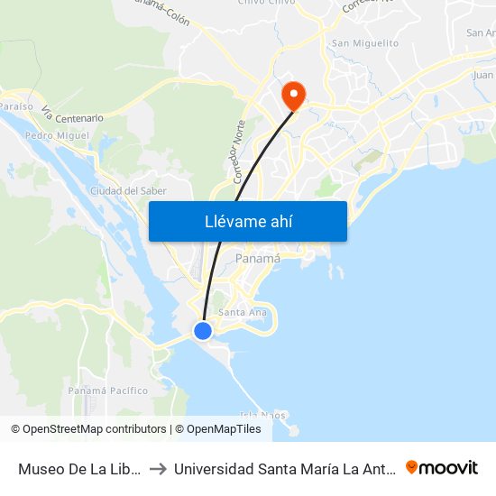 Museo De La Libertad-R to Universidad Santa María La Antigua - Usma map