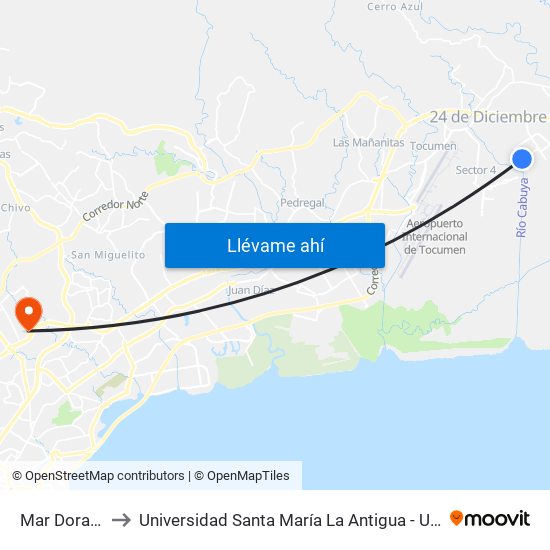 Mar Dorado to Universidad Santa María La Antigua - Usma map