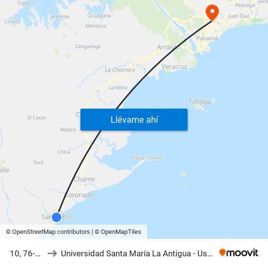 10, 76-10 to Universidad Santa María La Antigua - Usma map