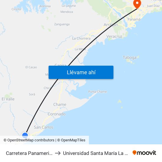 Carretera Panamericana, 63-1 to Universidad Santa María La Antigua - Usma map