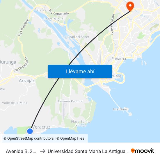 Avenida B, 299-5 to Universidad Santa María La Antigua - Usma map