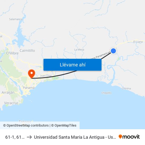 61-1, 61-1 to Universidad Santa María La Antigua - Usma map