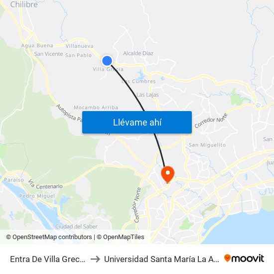 Entra De Villa Grecia, 4615-6 to Universidad Santa María La Antigua - Usma map