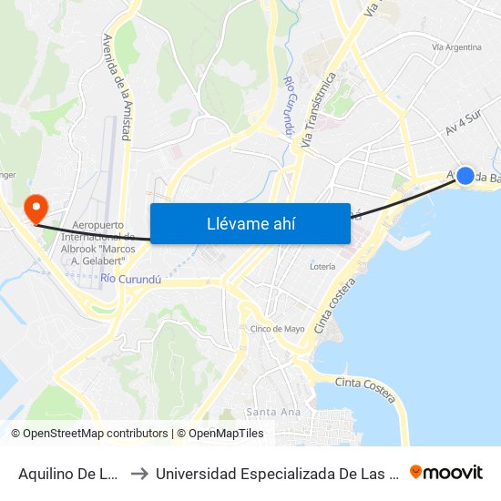 Aquilino De La Guardia to Universidad Especializada De Las Americas (Udelas) map