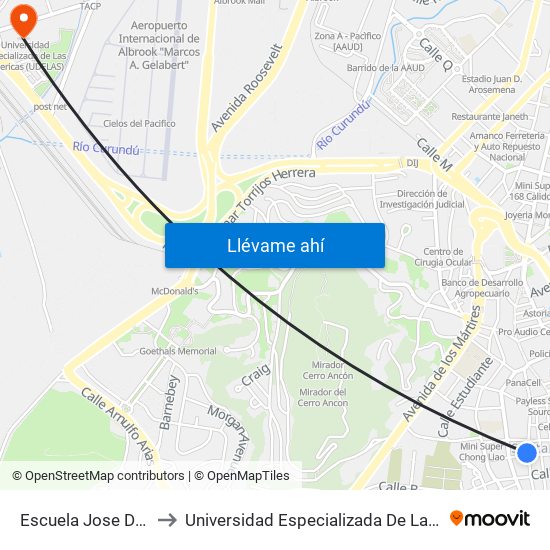 Escuela Jose De Malambo to Universidad Especializada De Las Americas (Udelas) map