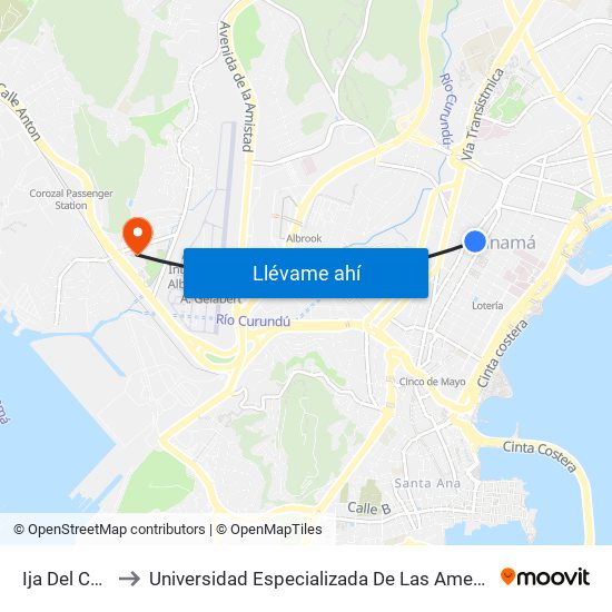 Ija Del Casino to Universidad Especializada De Las Americas (Udelas) map