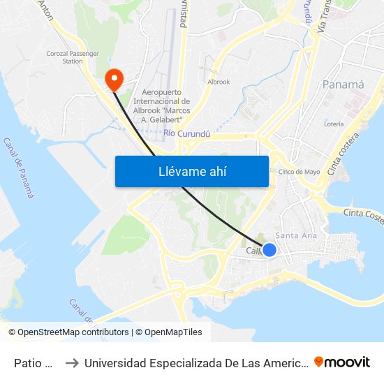 Patio Pinel to Universidad Especializada De Las Americas (Udelas) map