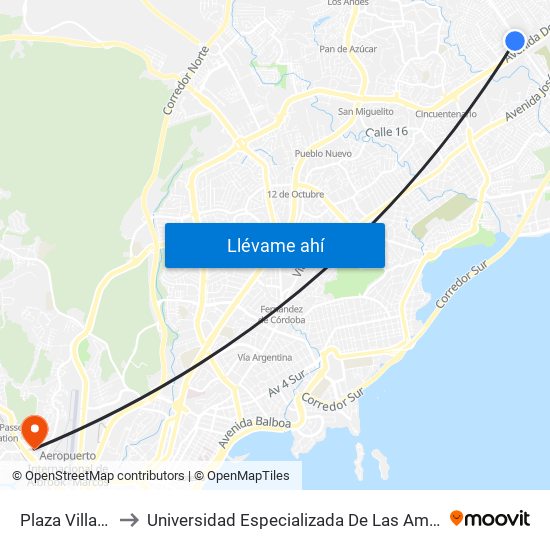 Plaza Villa Lucre to Universidad Especializada De Las Americas (Udelas) map