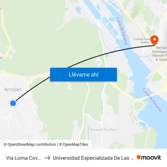 Via Loma Cova, 288-54 to Universidad Especializada De Las Americas (Udelas) map