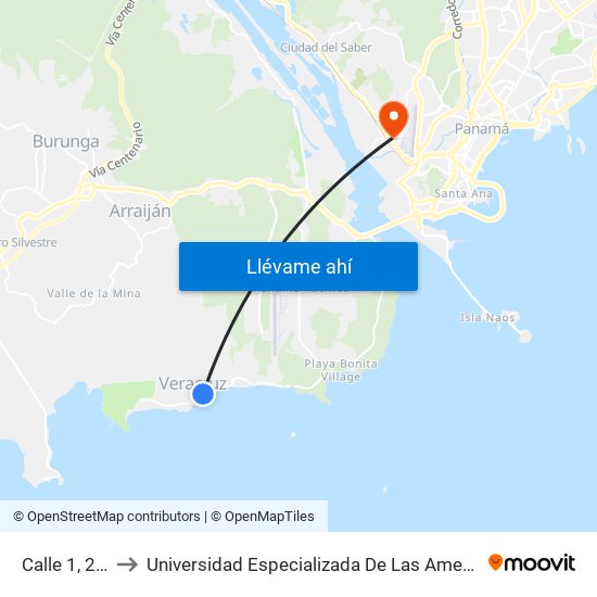 Calle 1, 278-8 to Universidad Especializada De Las Americas (Udelas) map