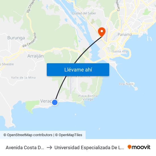 Avenida Costa Del Sol, 234-3 to Universidad Especializada De Las Americas (Udelas) map