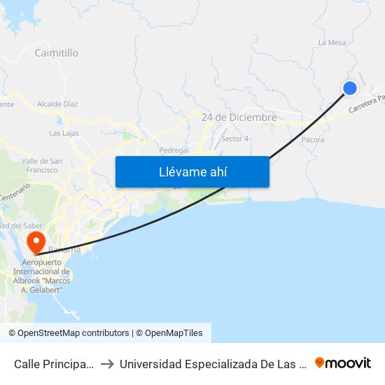 Calle Principal, 33-239 to Universidad Especializada De Las Americas (Udelas) map