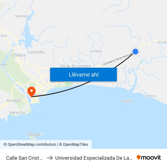 Calle San Cristobal, 48-43 to Universidad Especializada De Las Americas (Udelas) map