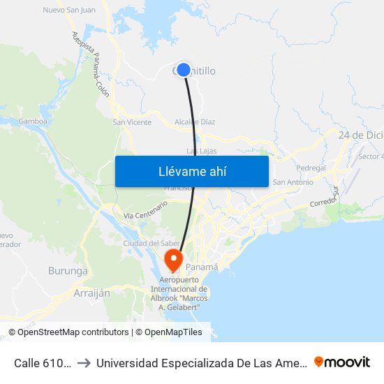 Calle 610, 610 to Universidad Especializada De Las Americas (Udelas) map