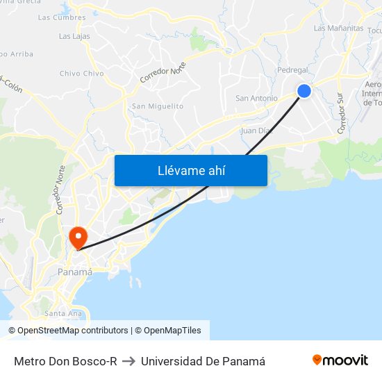 Metro Don Bosco-R to Universidad De Panamá map