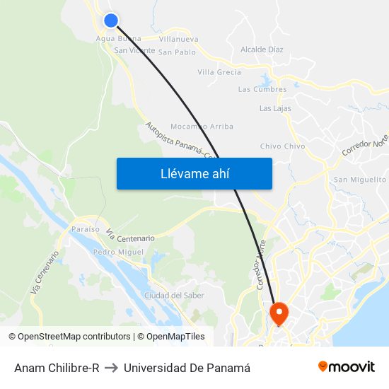 Anam Chilibre-R to Universidad De Panamá map