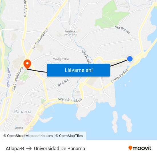 Atlapa-R to Universidad De Panamá map