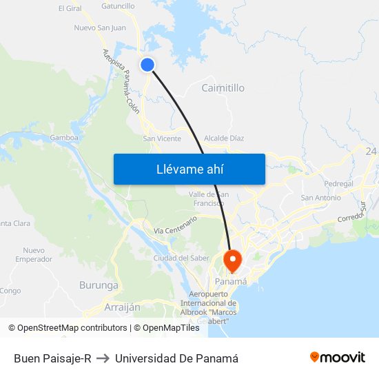 Buen Paisaje-R to Universidad De Panamá map