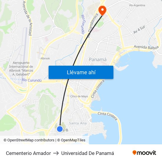 Cementerio Amador to Universidad De Panamá map