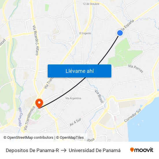 Depositos De Panama-R to Universidad De Panamá map