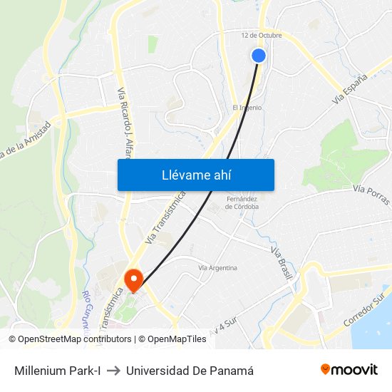 Millenium Park-I to Universidad De Panamá map