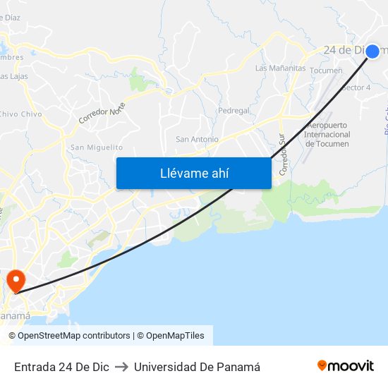 Entrada 24 De Dic to Universidad De Panamá map