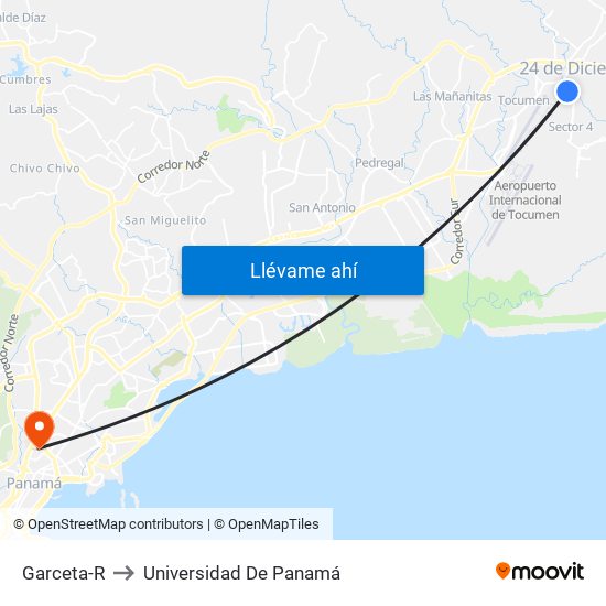Garceta-R to Universidad De Panamá map