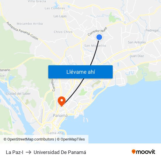 La Paz-I to Universidad De Panamá map