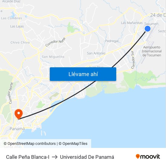 Calle Peña Blanca-I to Universidad De Panamá map