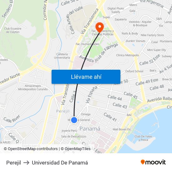 Perejil to Universidad De Panamá map