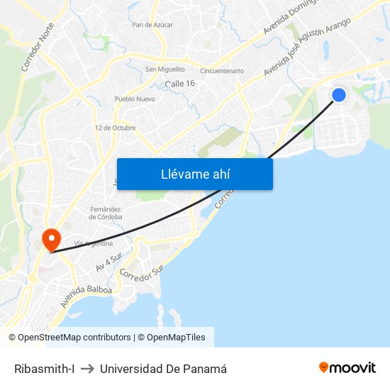 Ribasmith-I to Universidad De Panamá map