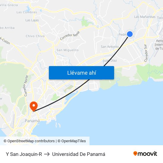 Y San Joaquin-R to Universidad De Panamá map