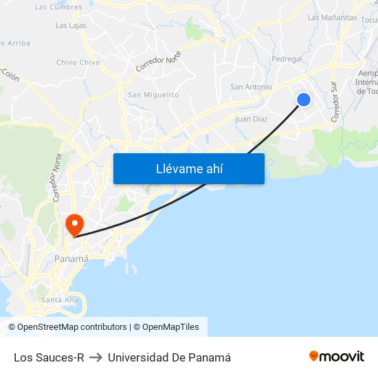 Los Sauces-R to Universidad De Panamá map