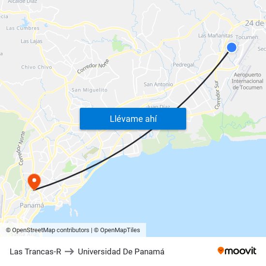 Las Trancas-R to Universidad De Panamá map