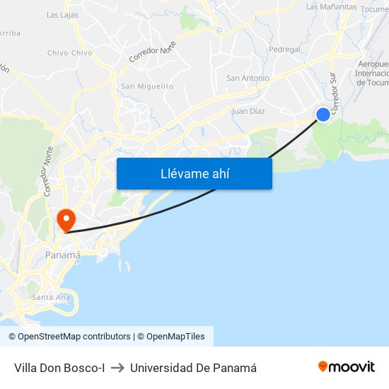 Villa Don Bosco-I to Universidad De Panamá map